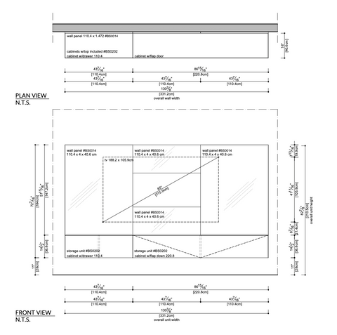 Materia Wall Unit - 130" - Wall Reinforcement Required